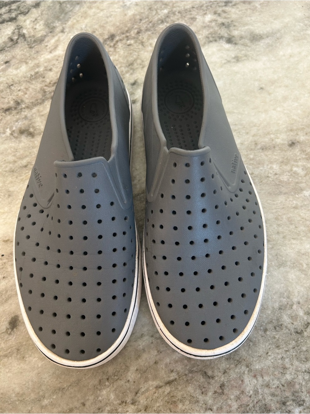 Native Classic Slip-On Perforated Men's Shoe - Gray size 7 mens ladies 9